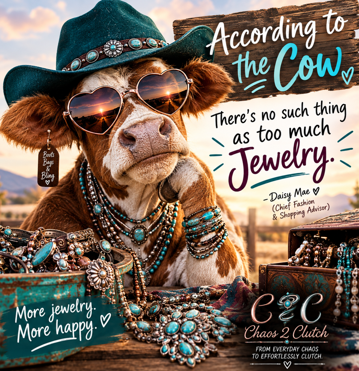 Our New series "According to the Cow" by Daisy May, Fashion Expert and Shopping Consultant for Chaos 2 Clutch.