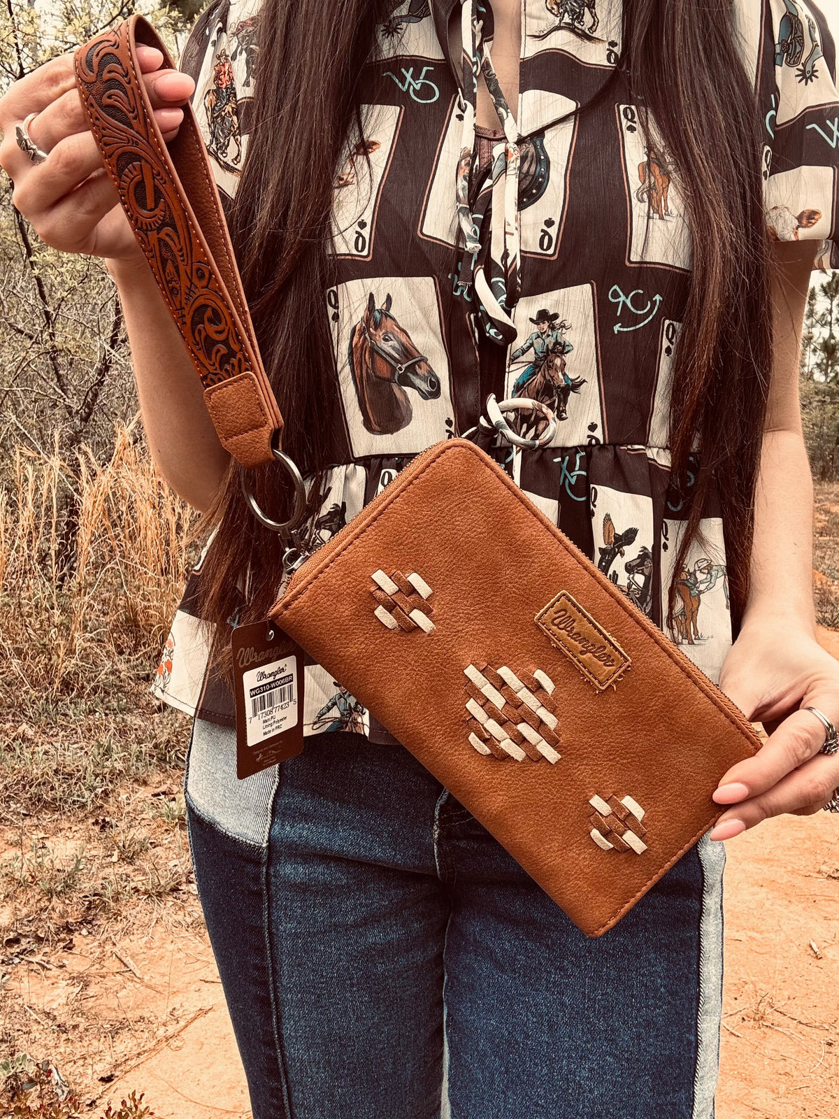 Wrangler Aztec Woven Zip-Around Wristlet Wallet