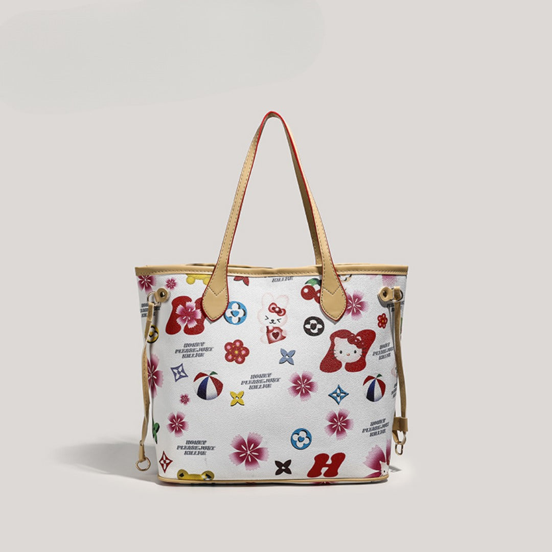 Cartoon Print Large-Capacity Tote Bag