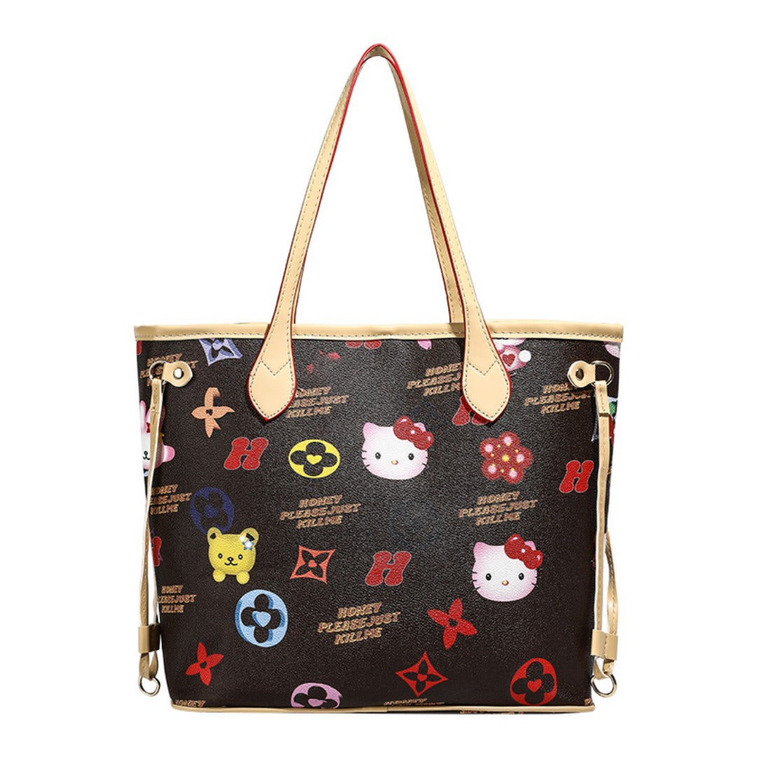 Cartoon Print Large-Capacity Tote Bag