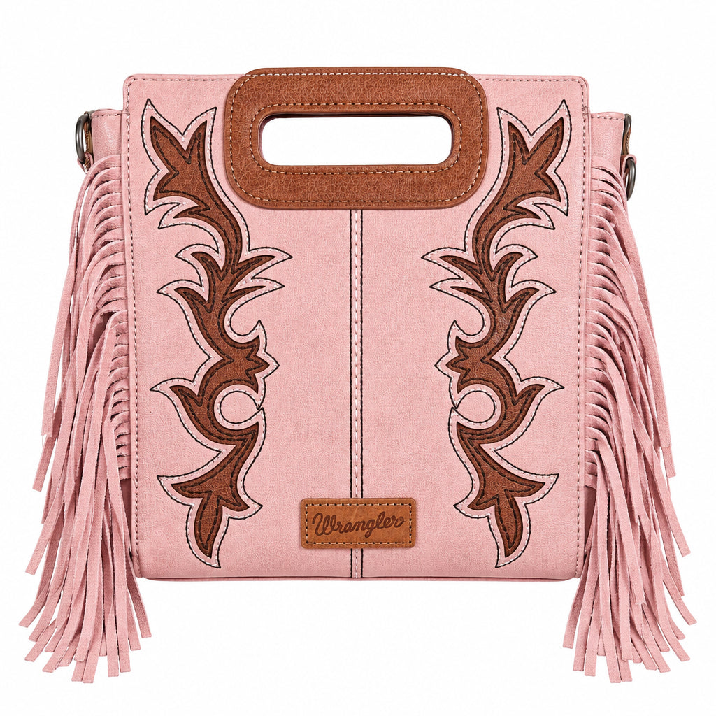 Wrangler Top Handle Boot Scroll Fringe Tote Crossbody bag