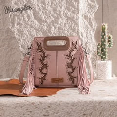 Wrangler Top Handle Boot Scroll Fringe Tote Crossbody bag