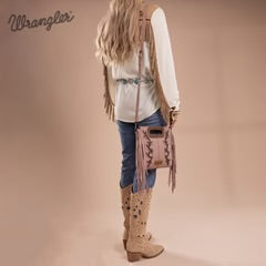 Wrangler Top Handle Boot Scroll Fringe Tote Crossbody bag