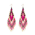 Leh-Onaki Magenta Beaded Statement Earrings