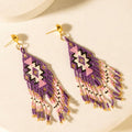 Starfall Beaded Fringe Earrings in Wildberry