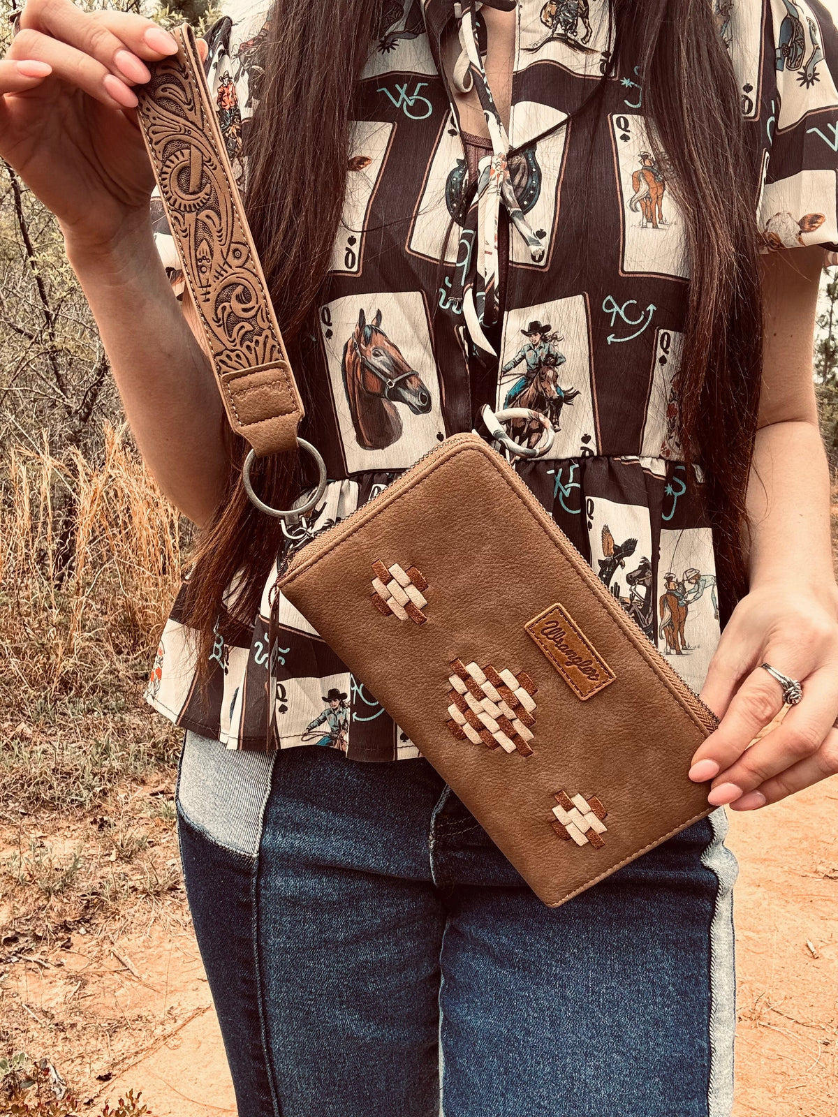 Wrangler Aztec Woven Zip-Around Wristlet Wallet