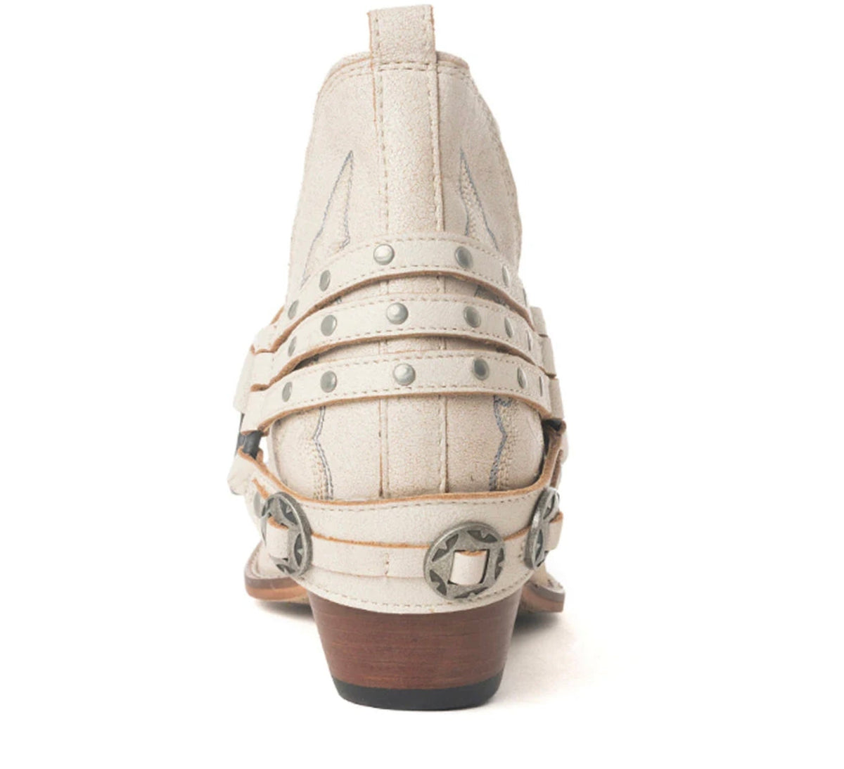 Myra Western Ember White Leather Embroidered Booties
