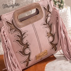Wrangler Top Handle Boot Scroll Fringe Tote Crossbody bag