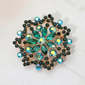Floral Crystal Rhinestone Cluster Pin Brooch