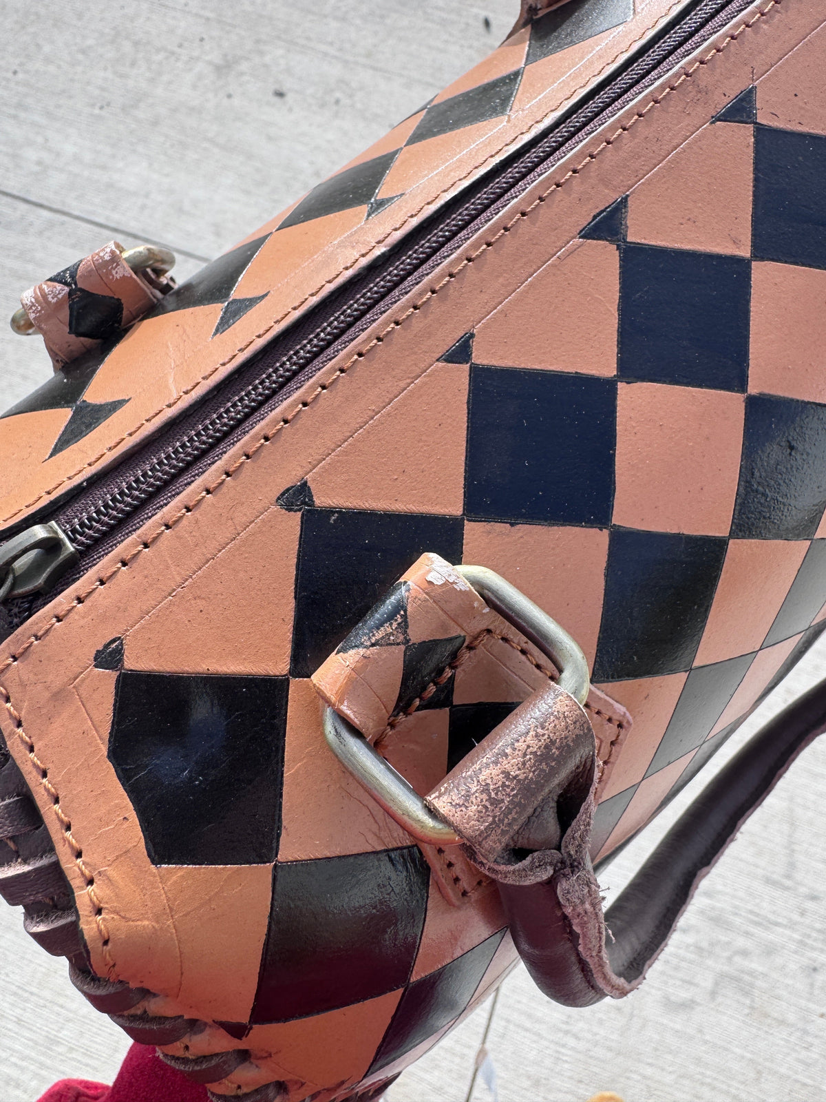 Caramel Espresso Checkered Leather Speedy Purse with Optional Wallet