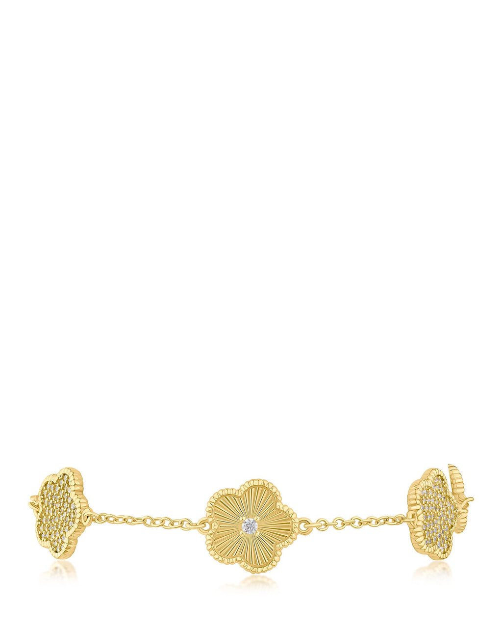 Alternating Pavé CZ Clover Bracelet