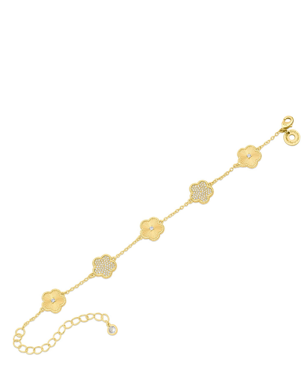 Alternating Pavé CZ Clover Bracelet