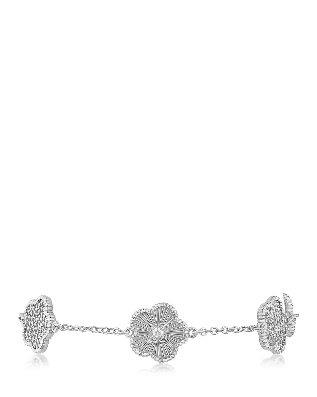 Alternating Pavé CZ Clover Bracelet