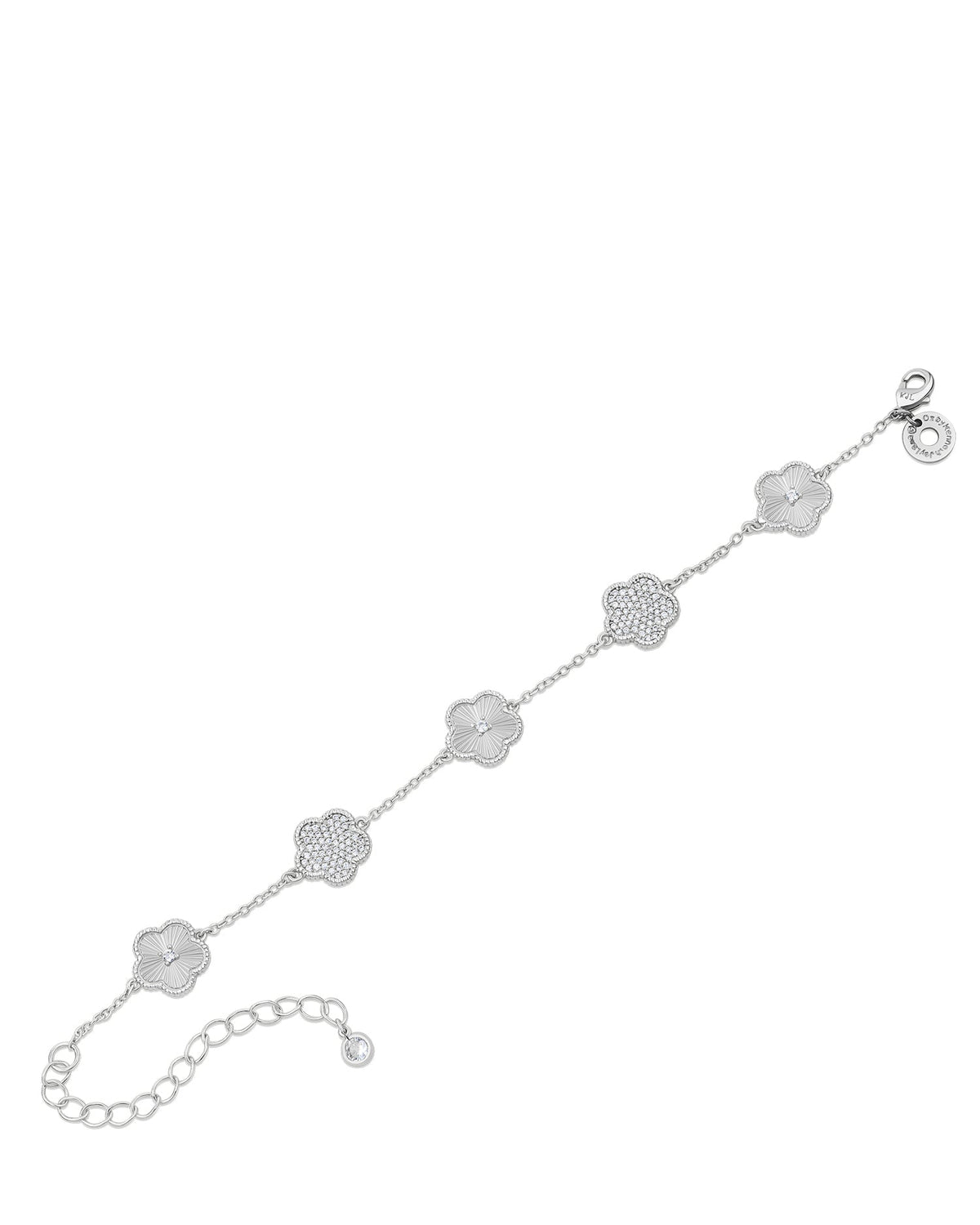 Alternating Pavé CZ Clover Bracelet