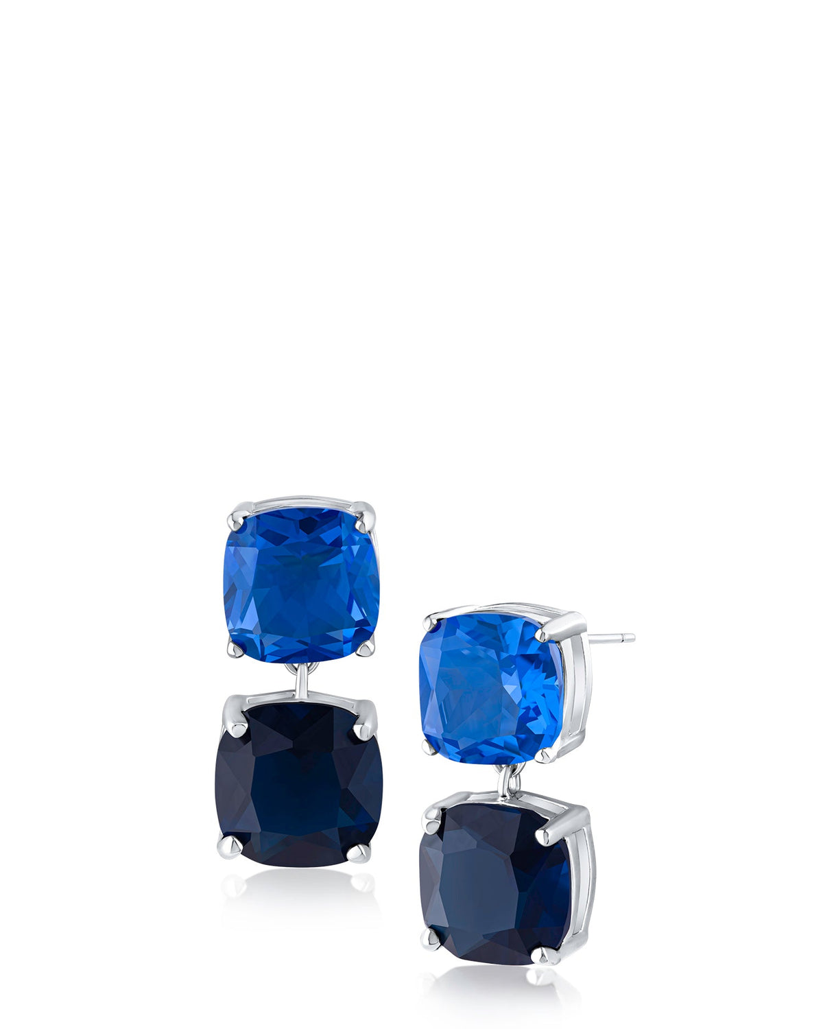 Blue Sapphire & Tanzanite-Color CZ Drop Earrings