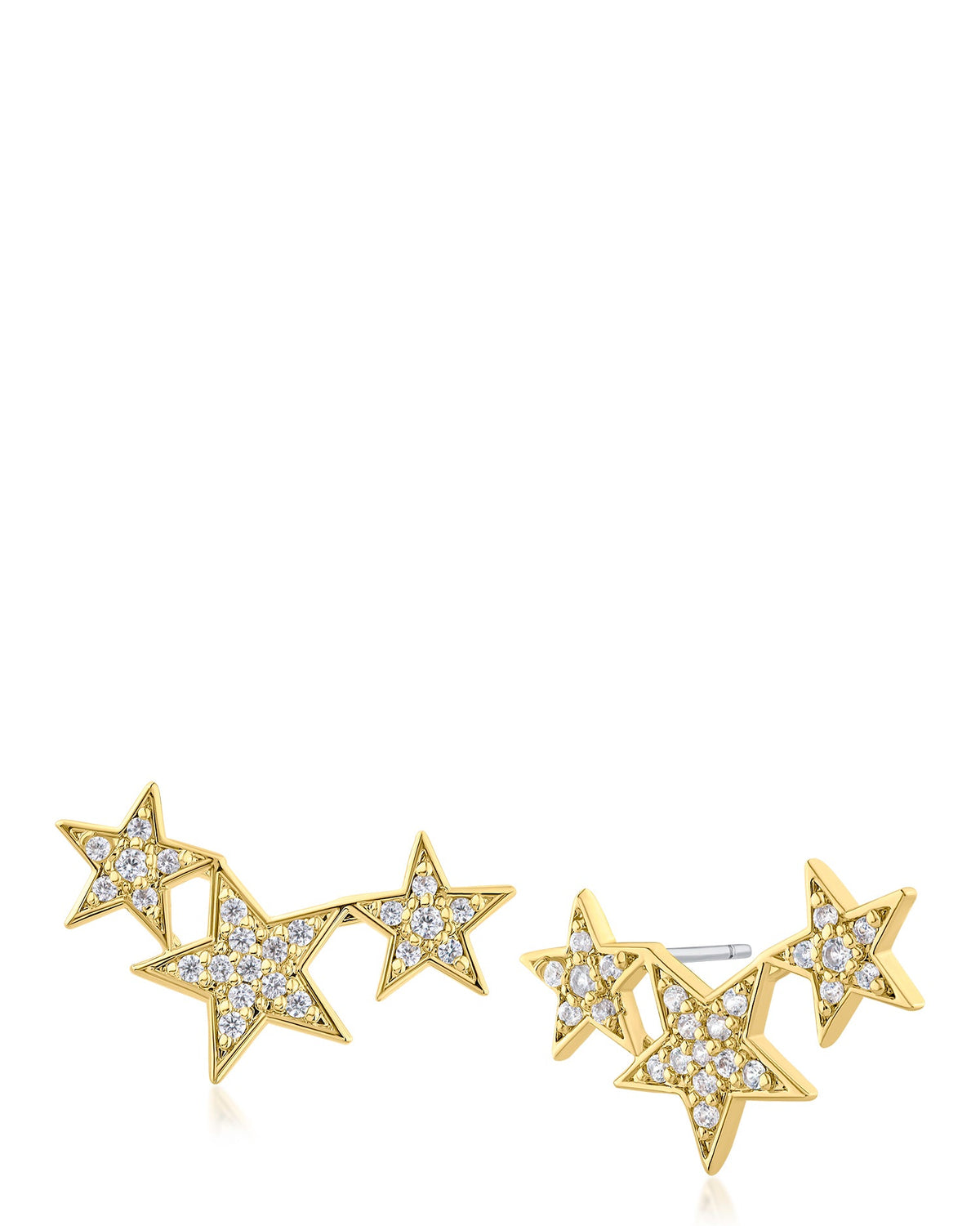 Triple Star Pavé CZ Mini Crawler Earrings