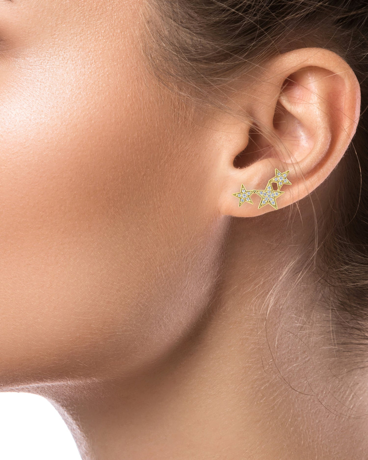 Triple Star Pavé CZ Mini Crawler Earrings