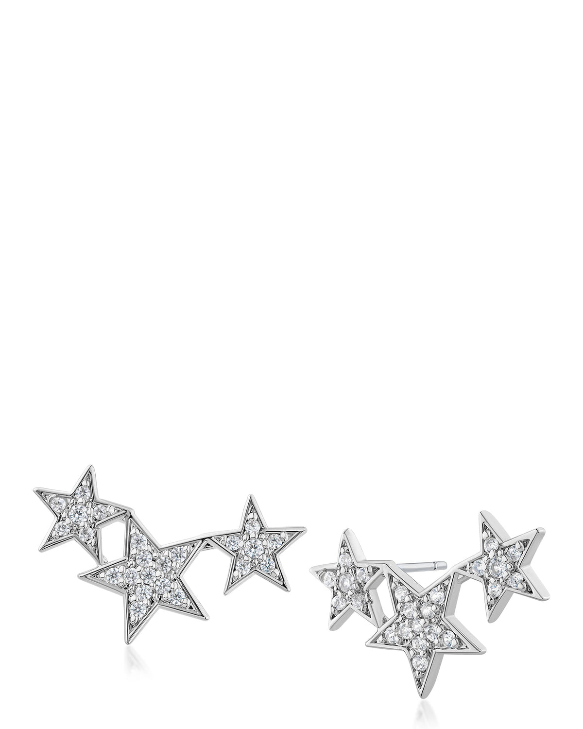 Triple Star Pavé CZ Mini Crawler Earrings