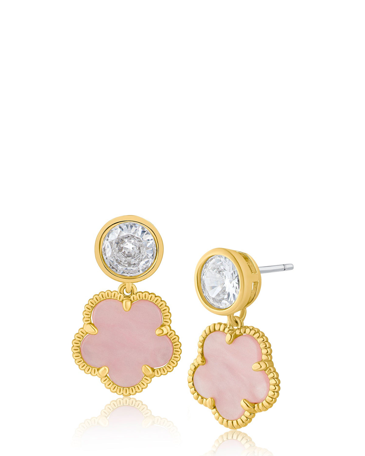 Round CZ Stud & Clover Drop Earrings by Kenneth J Lane