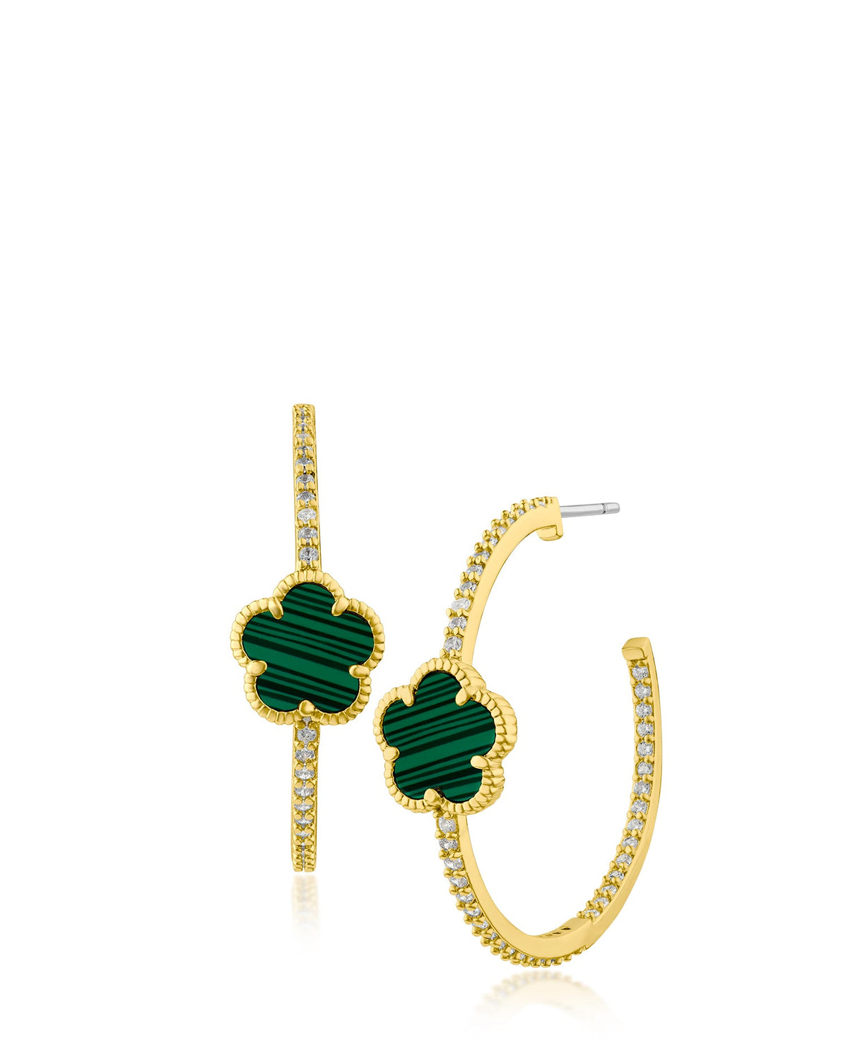 Pavé CZ Clover Hoop Earrings