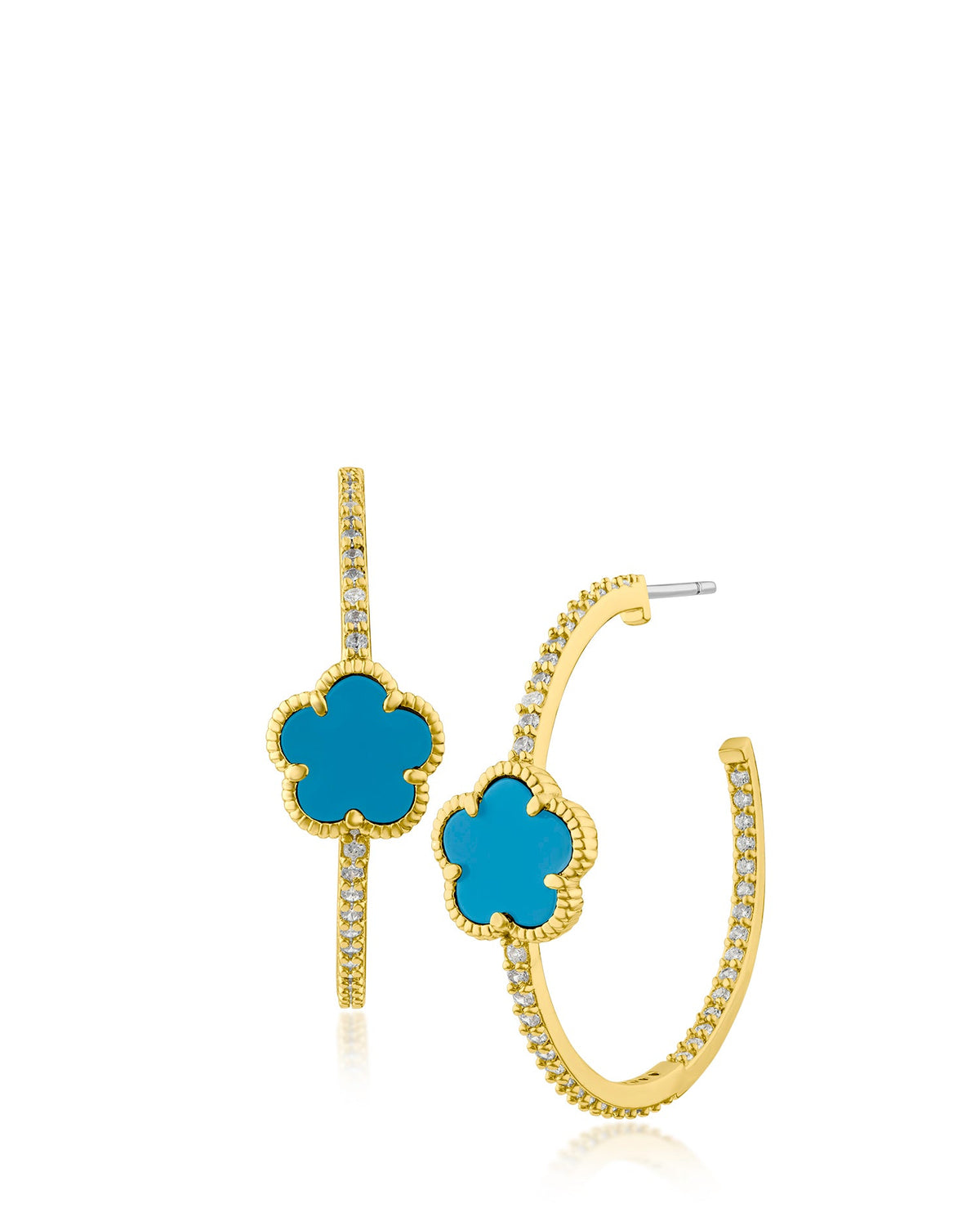 Pavé CZ Clover Hoop Earrings