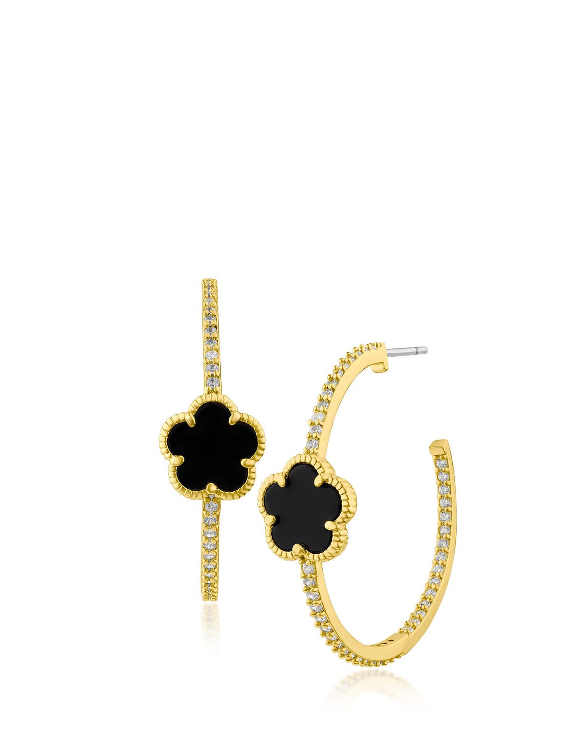 Pavé CZ Clover Hoop Earrings