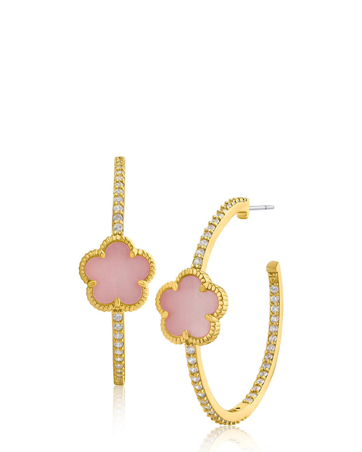 Pavé CZ Clover Hoop Earrings