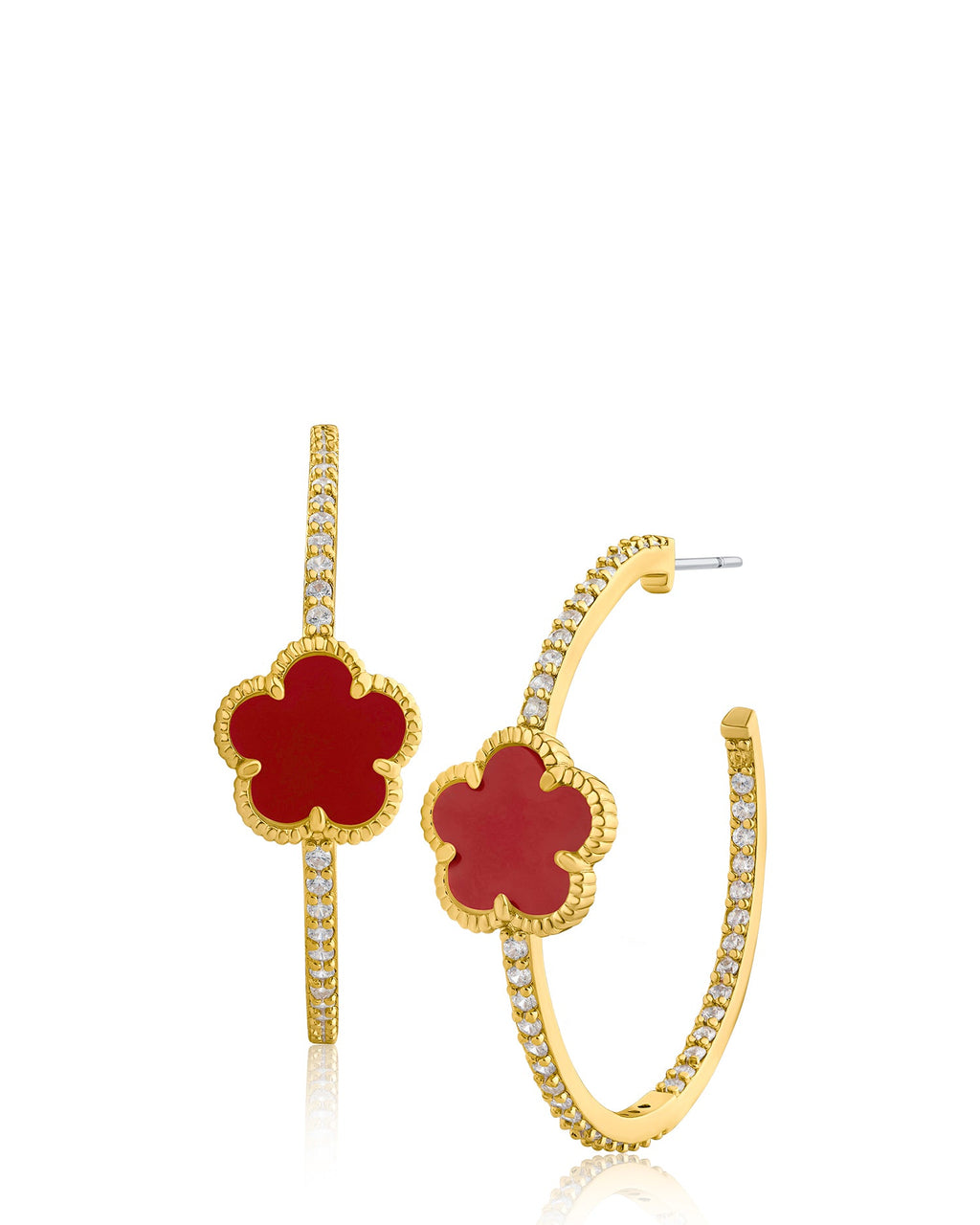 Pavé CZ Clover Hoop Earrings