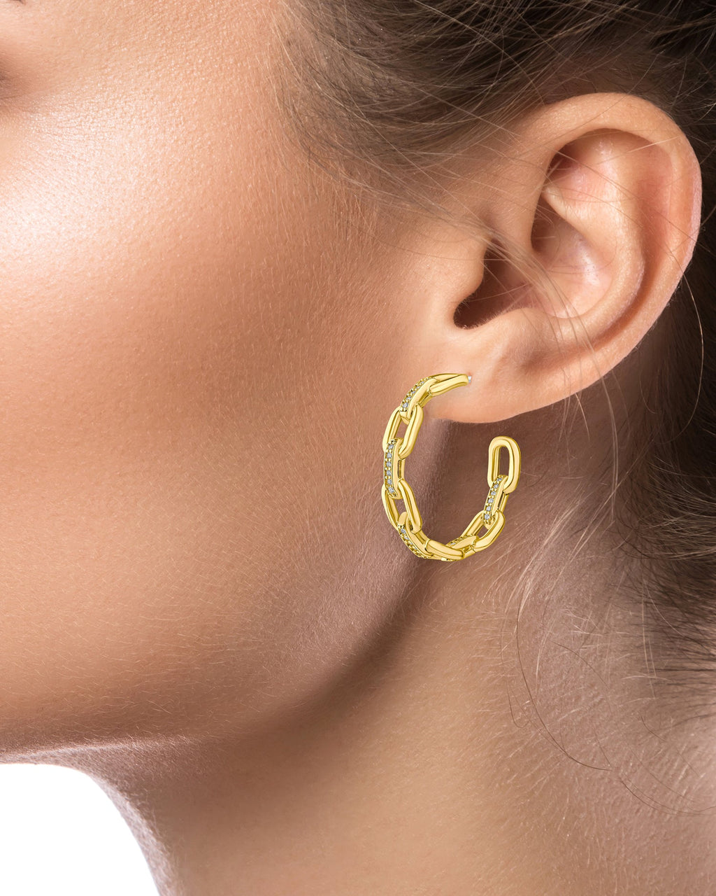 Pavé Chain-Link Hoop Earrings Kenneth Lane