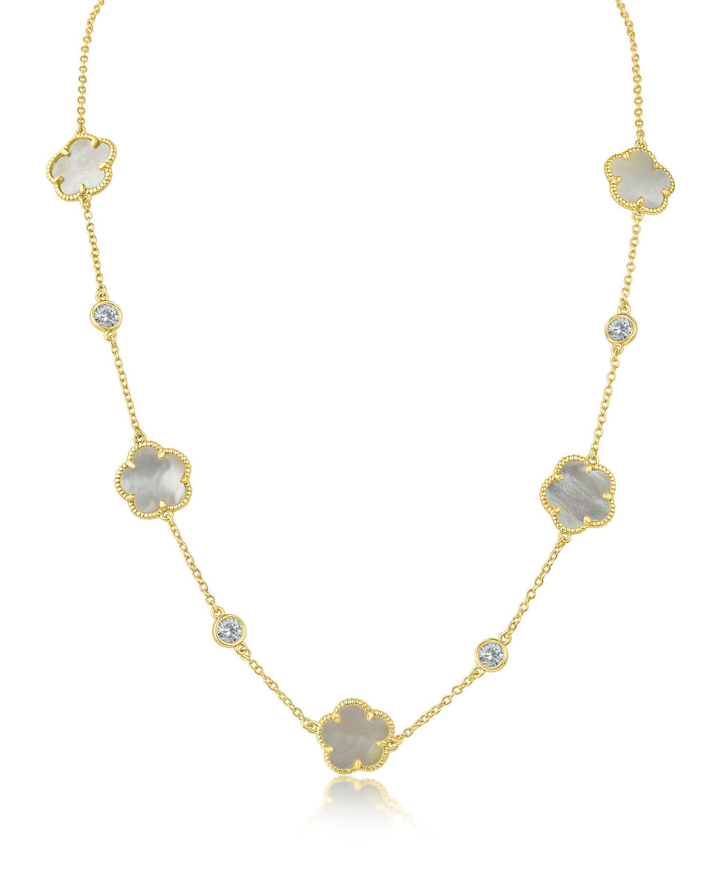 Clover & Round CZ Station Necklace Kenneth J Lane