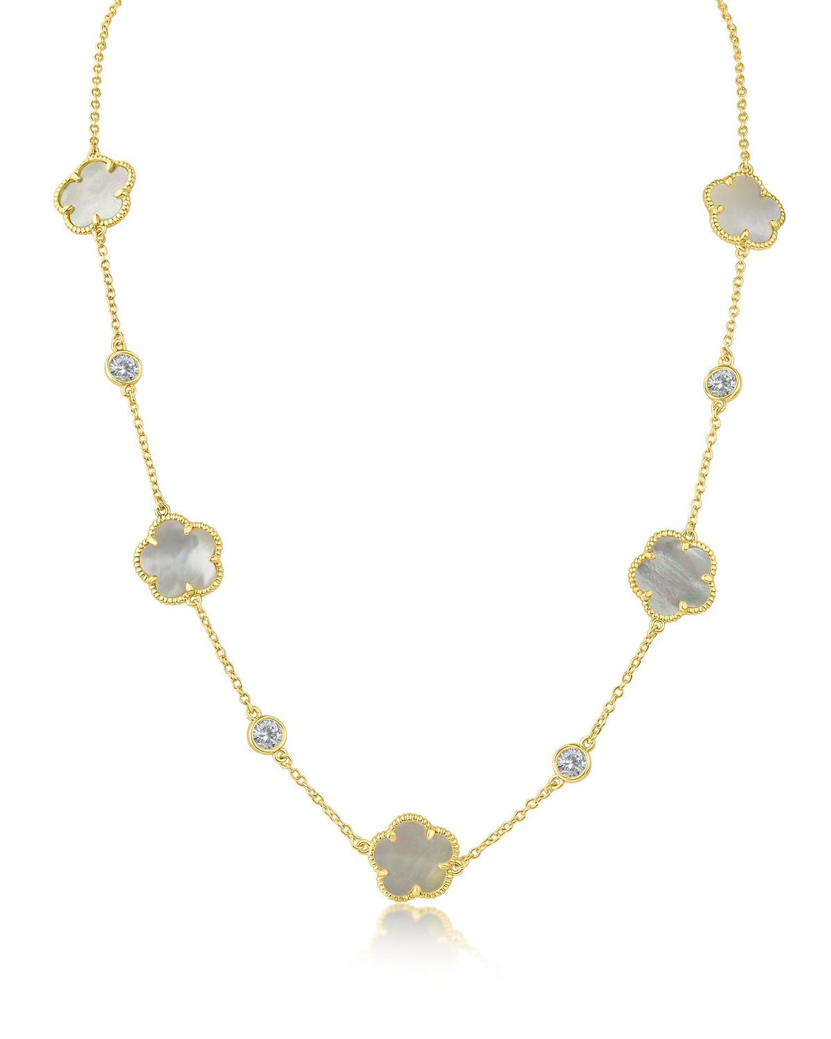 Clover & Round CZ Station Necklace Kenneth J Lane