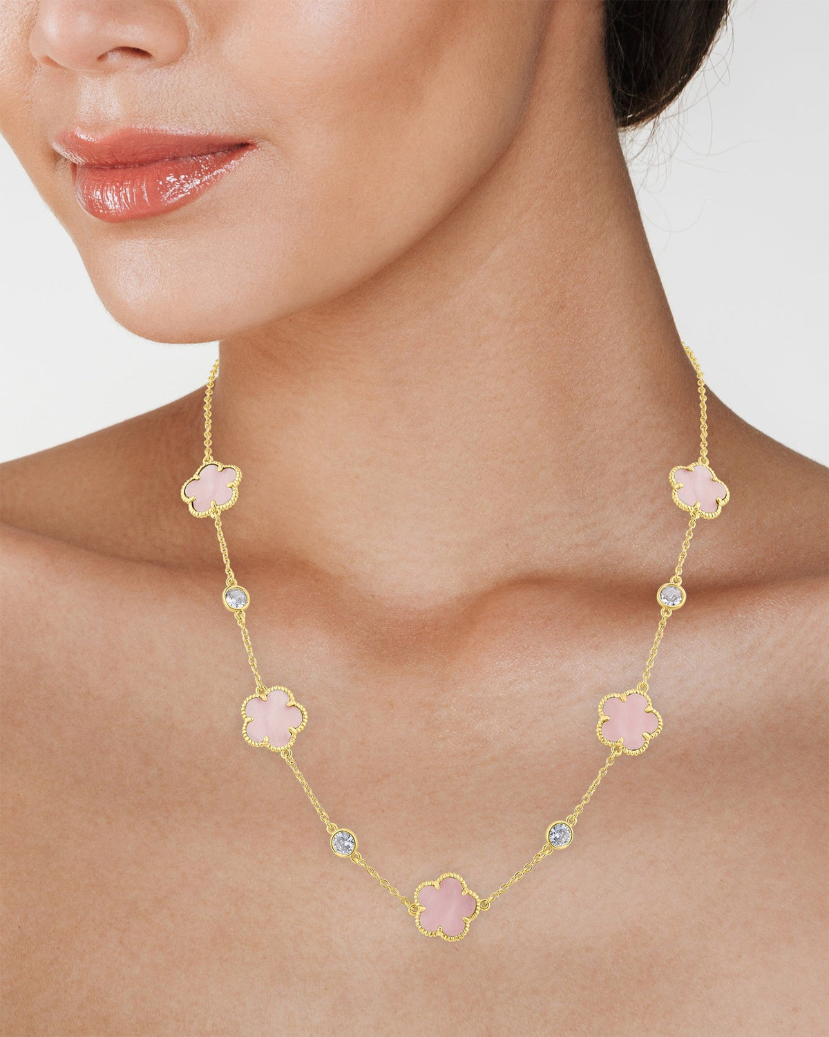 Clover & Round CZ Station Necklace Kenneth J Lane