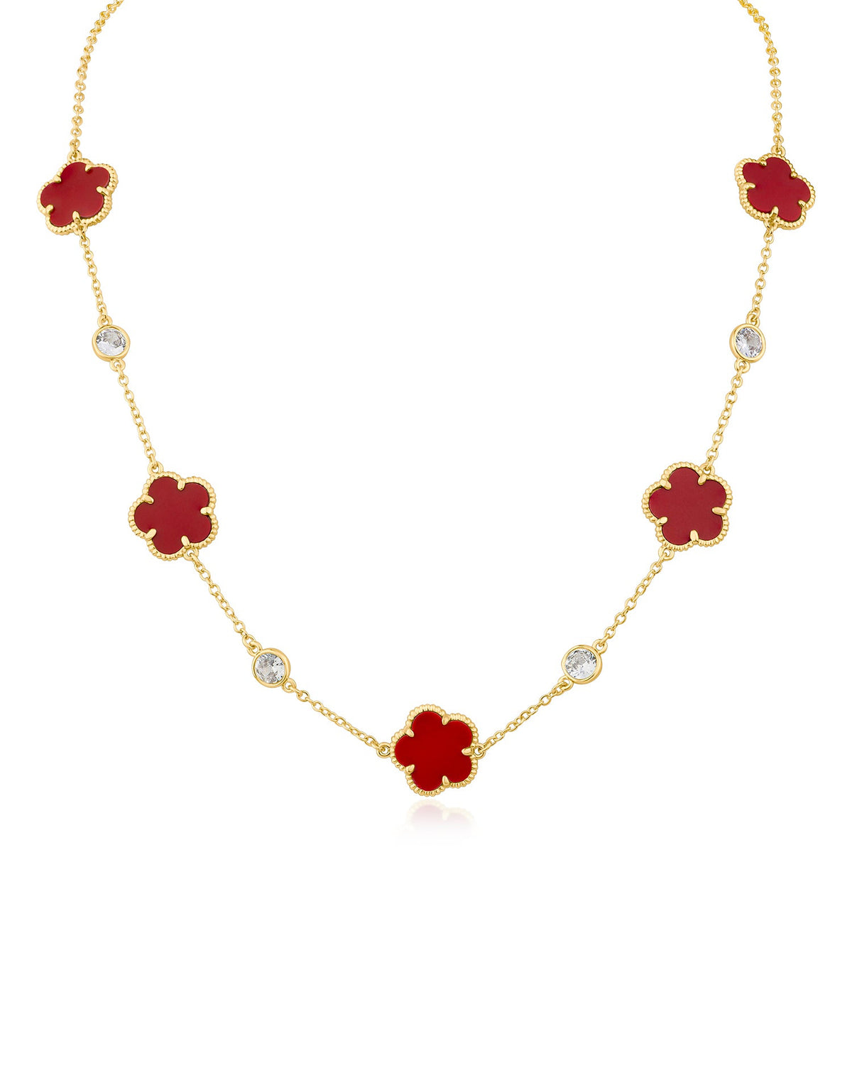 Clover & Round CZ Station Necklace Kenneth J Lane
