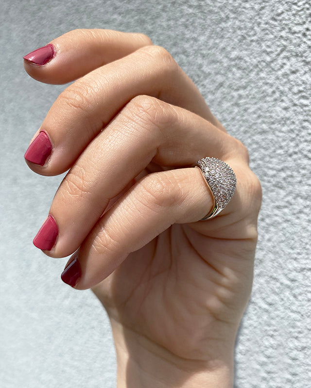 Pavé CZ Signet Pinky Ring