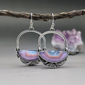 Purple Agate Sier Oxide Vintage Gemstone Earrings