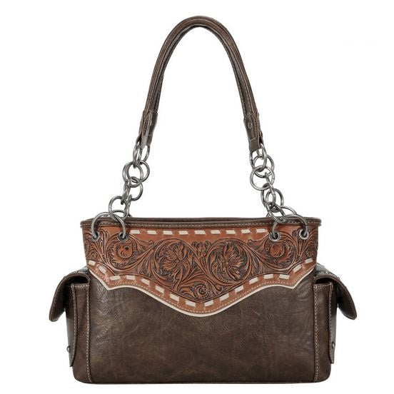 Western Elegance Floral Tooled Leather Shoulder Bag