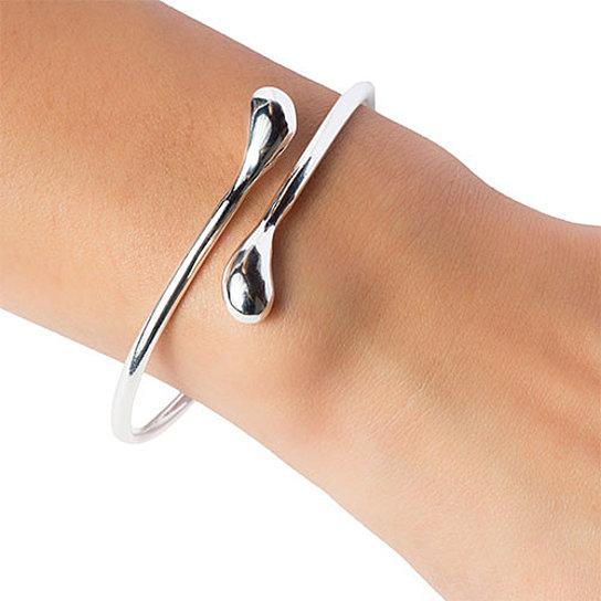Teardrop Stackable Bracelet Silver tone