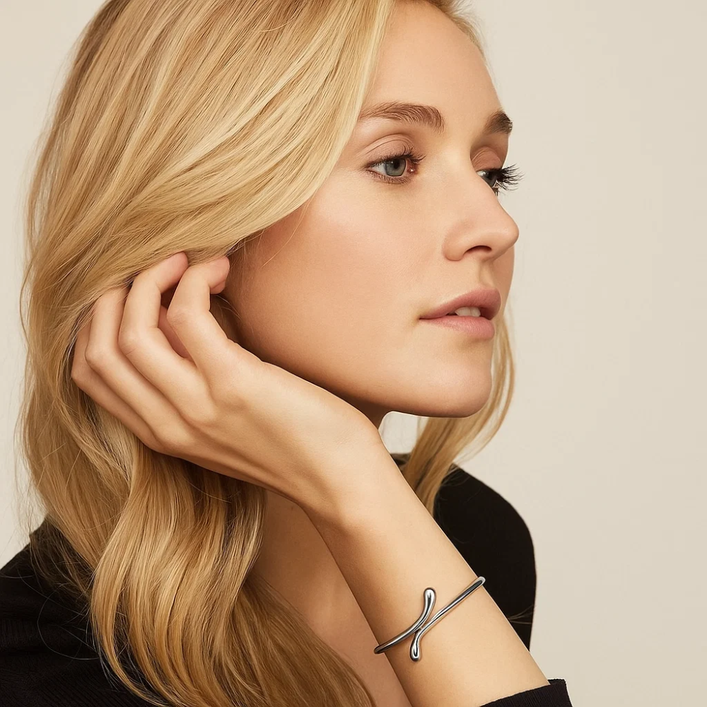 Teardrop Stackable Bracelet Silver tone