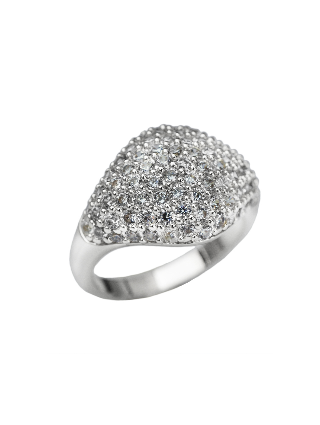 Pavé CZ Signet Pinky Ring