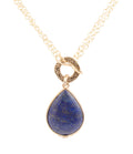 Blue Lapis Lazuli Gold Tone Pendant Necklace