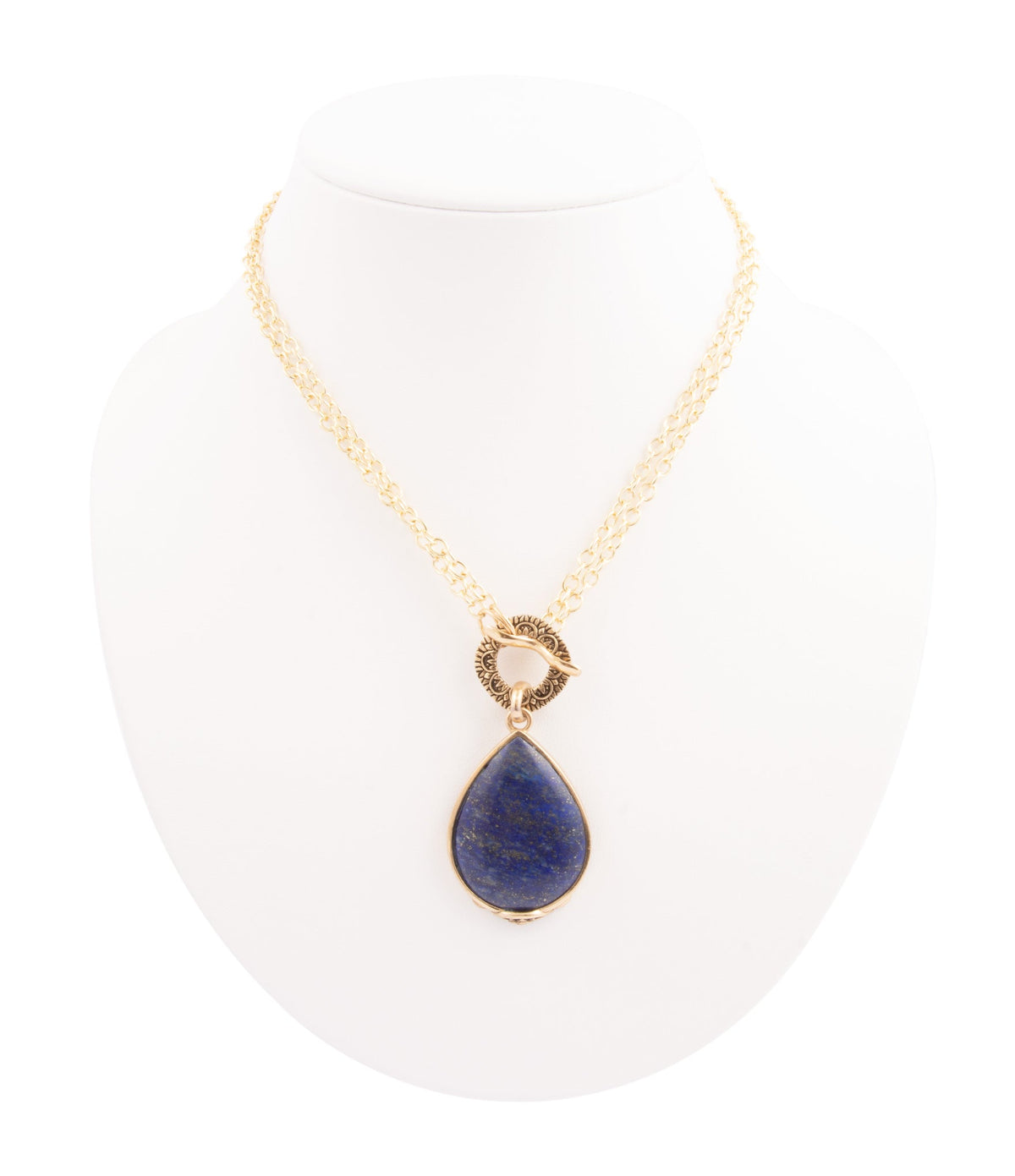 Blue Lapis Lazuli Gold Tone Pendant Necklace