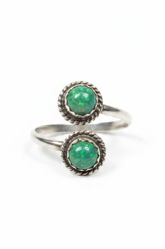 Navajo Sterling Silver Green Opalite Ring