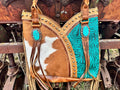 Turquoise Gypsy Leather Fringe Tote Bag by Double B