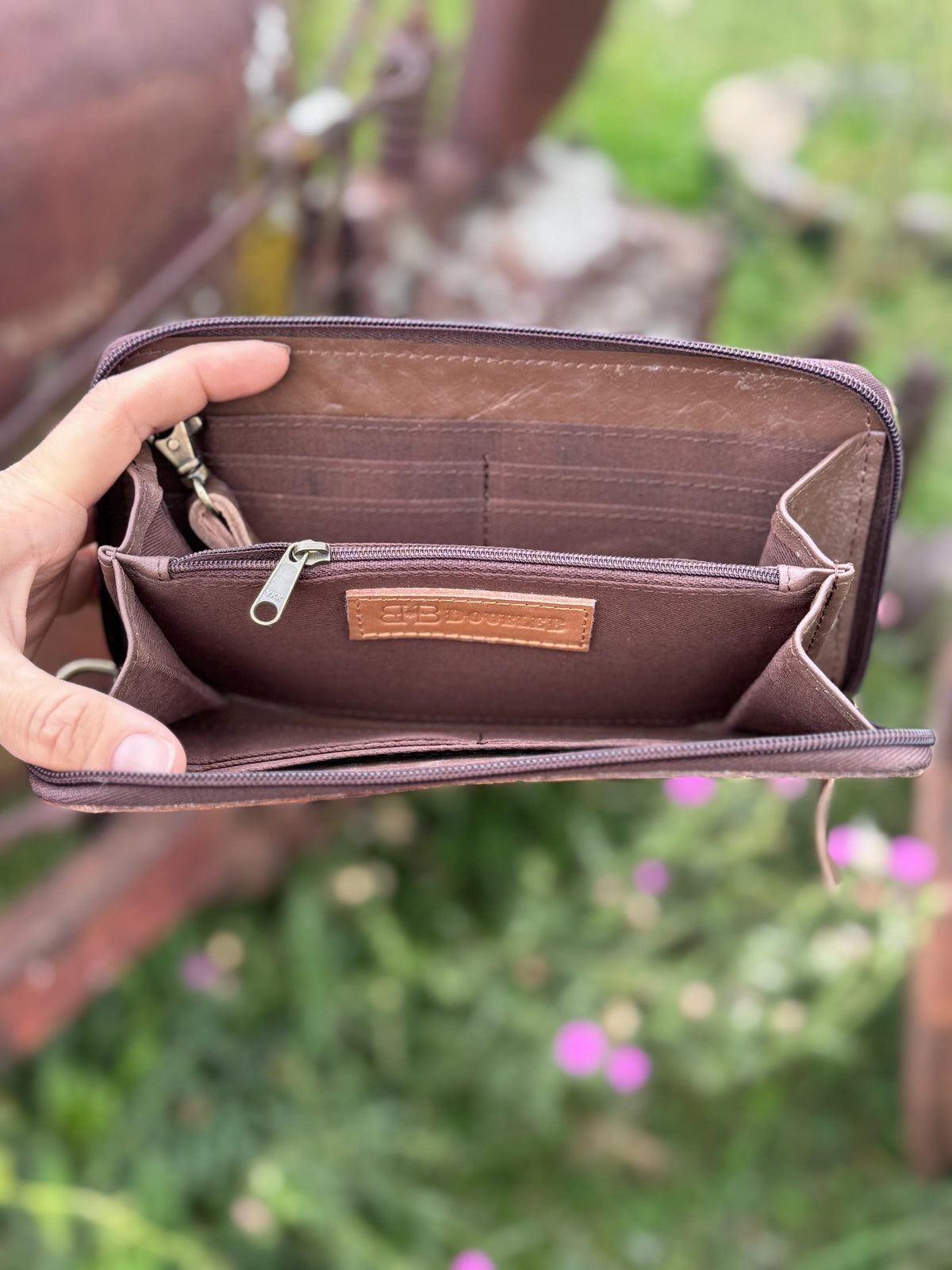Caramel Espresso Checkered Leather Speedy Purse with Optional Wallet